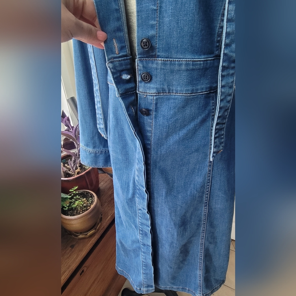 Madewell Denim Tie Neck Shirtdress Button Front Jean Dress Size 12 - Picture 10 of 13
